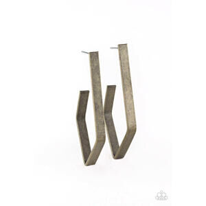 Paparqzzi Asymmetrical Hoop Earrings Womens/Geo Grand - Brass